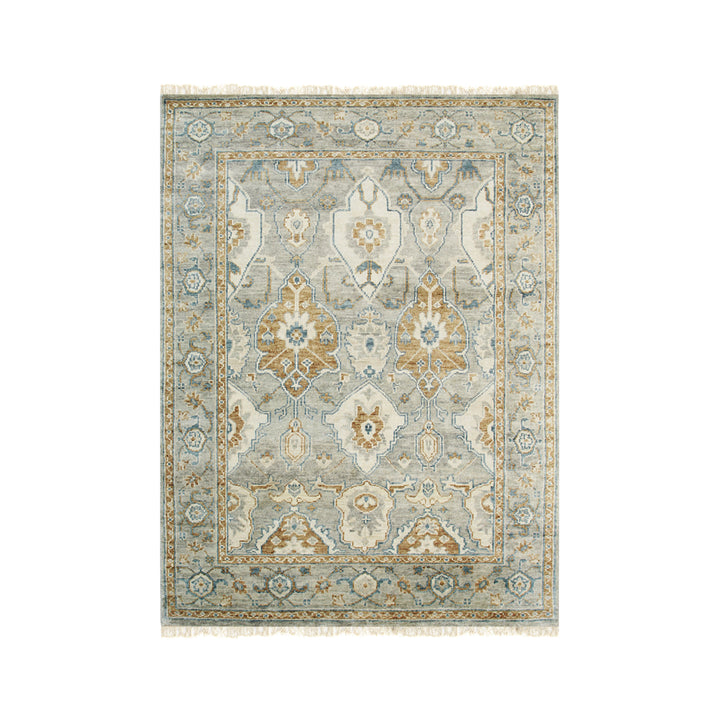 Hand Knotted Wool Green Classic Oriental Oushak Rug