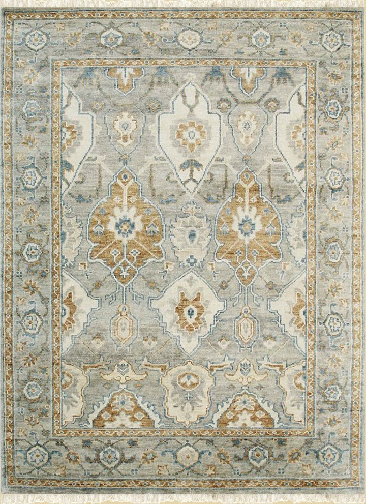 Stylish Hand Knotted Wool Green Classic Oriental Oushak Indoor Rectangular Area Rugs