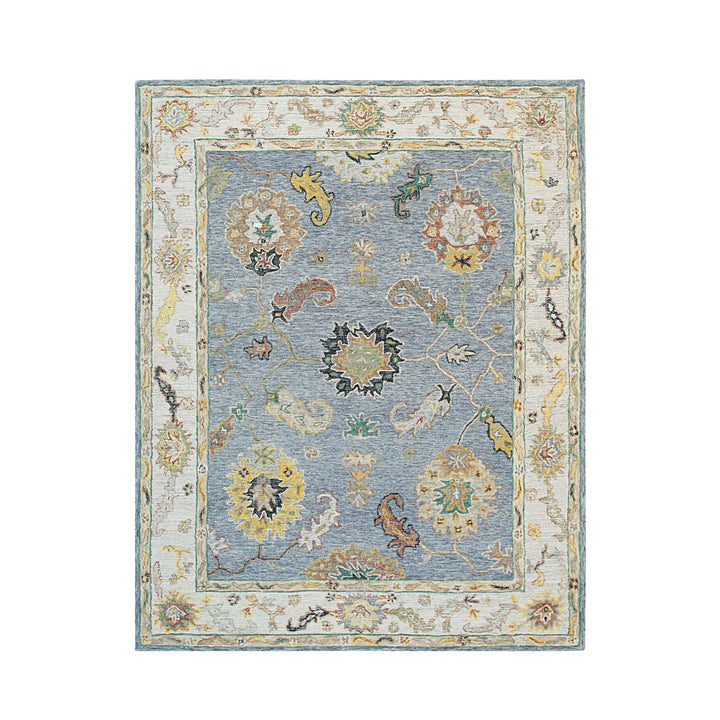 Hand-Tufted Wool Gray/Ivory Classic Oriental Oushak Rug
