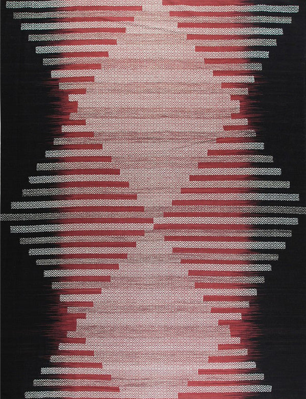 Hand-Knotted Wool Red/Black Modern Transitional Modern Flat Weave Rug